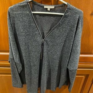 Gray Zip-Up Cardigan